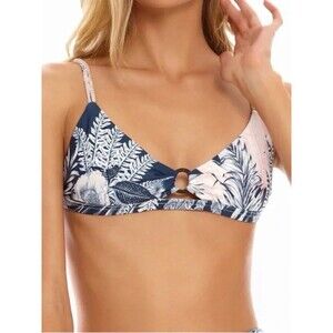 Agua Bendita Peggy Helios Bikini Swim Top Beaded Embroidered Size Medium Blue